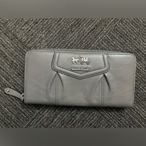 Coach Silver Leather Zip Wallet